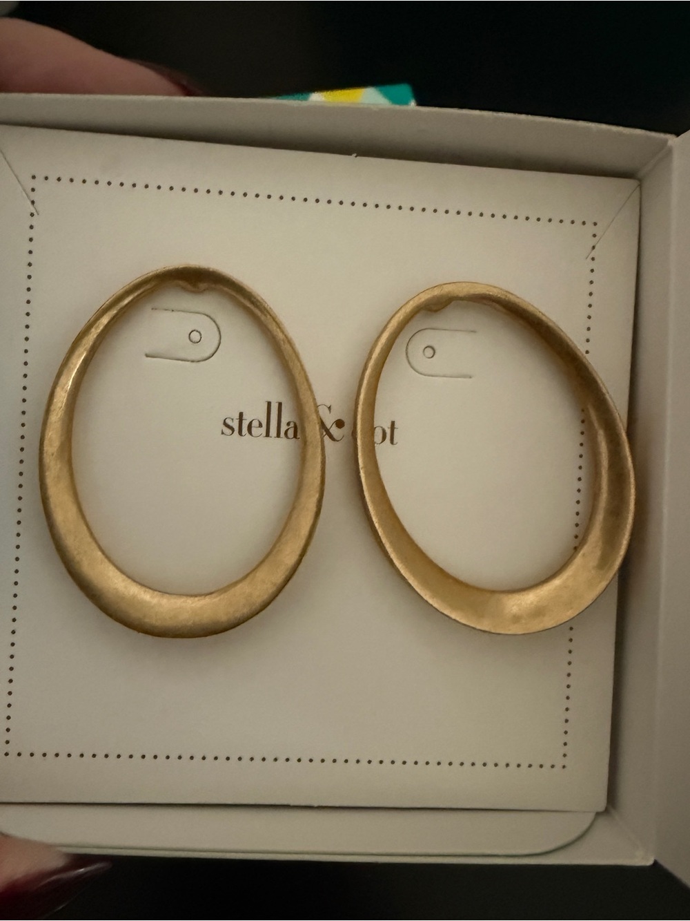 Stella & Dot Matte Gold Irregular Oval Drop Earrings